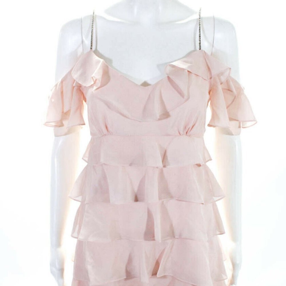 Rachel Zoe Off Shoulder Rhinestone Ruffled Dress 4 - Picture 5 of 6